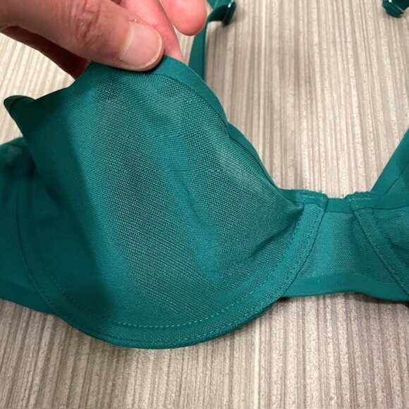 NWT Aerie Smoothez Green Unlined Sheer Mesh Balconette Underwire Bra 36B - Picture 4 of 11